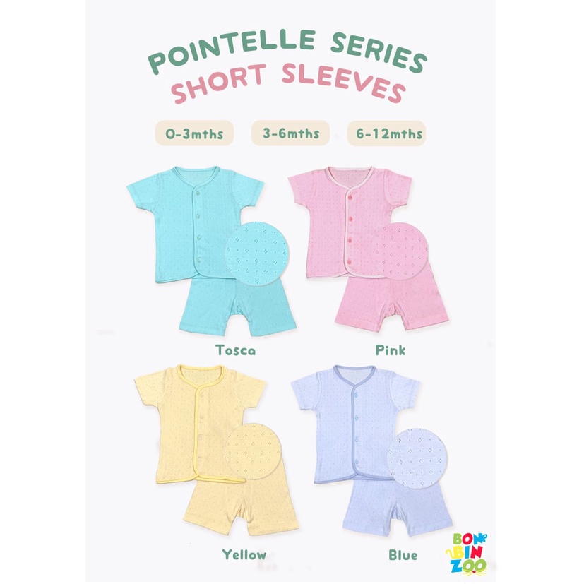 Pointelle Bonbinzoo Setelan Baju Panjang Celana Panjang Baju Pendek Celana Pendek Baju Kutung Celana Pop Polos Warna Lembut Boy Girl Pastel Bayi dan Anak SNI 0-3 / 3-6 / 6-12m