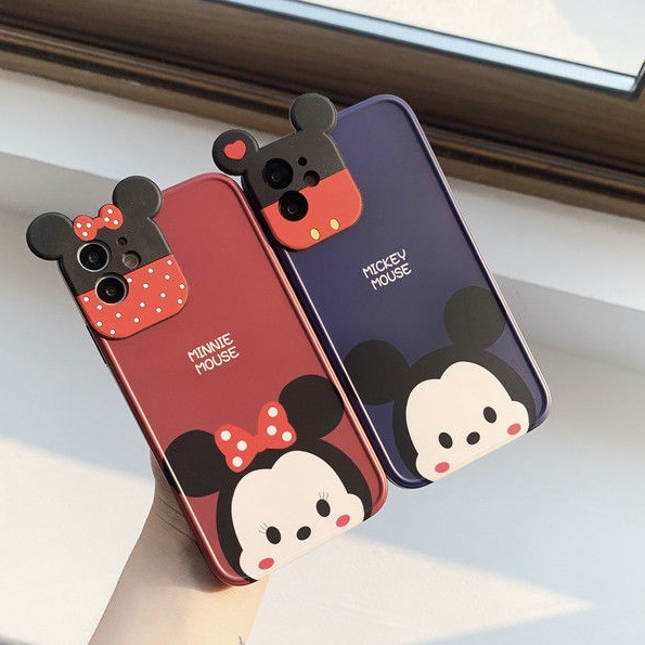 Casing ponsel Kartun Kamera Stereo Ear 11 12 iPhone 7 8SE 7 8Plus Xr XsMax 11ProMax Xr 11Pro All-inclusive 12ProMax 12Pro Penutup perlindungan penuh