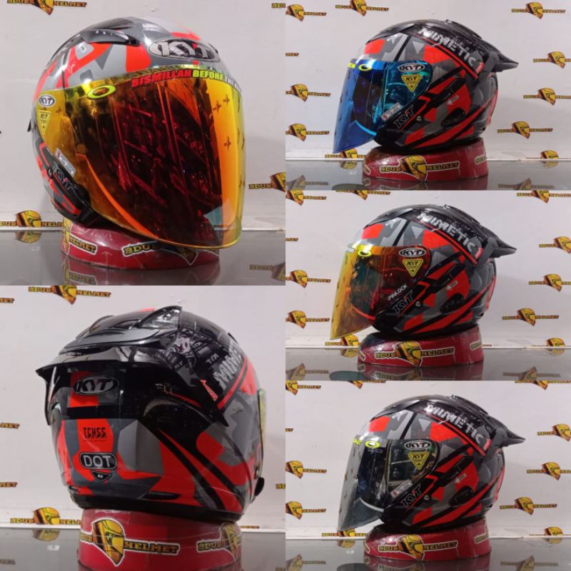 Helm Kyt Galaxy slide flat R motif series 4 black red fluo paket ganteng visor venom 100%ORIGINAL