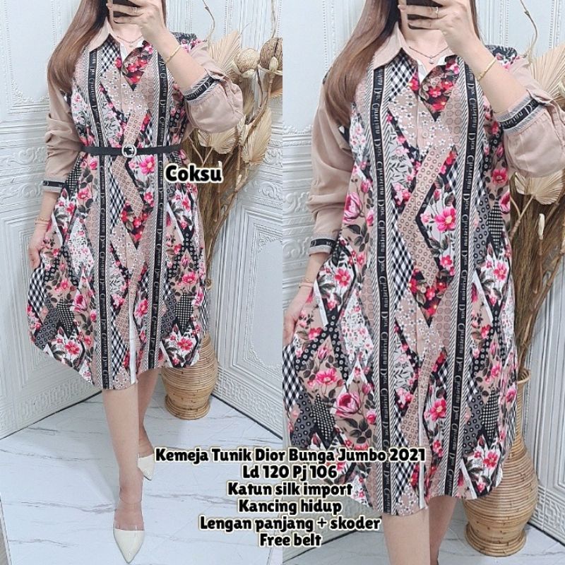 wf kemeja tunik dior bunga jumbo b.2021 coksu