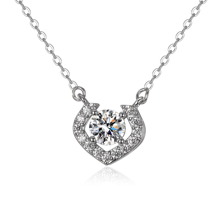 925 perak murni Liontin hati persik berbentuk hati Kalung berlian kalung untuk wanita Moissanite perhiasan fashion sederhana gaya Korea