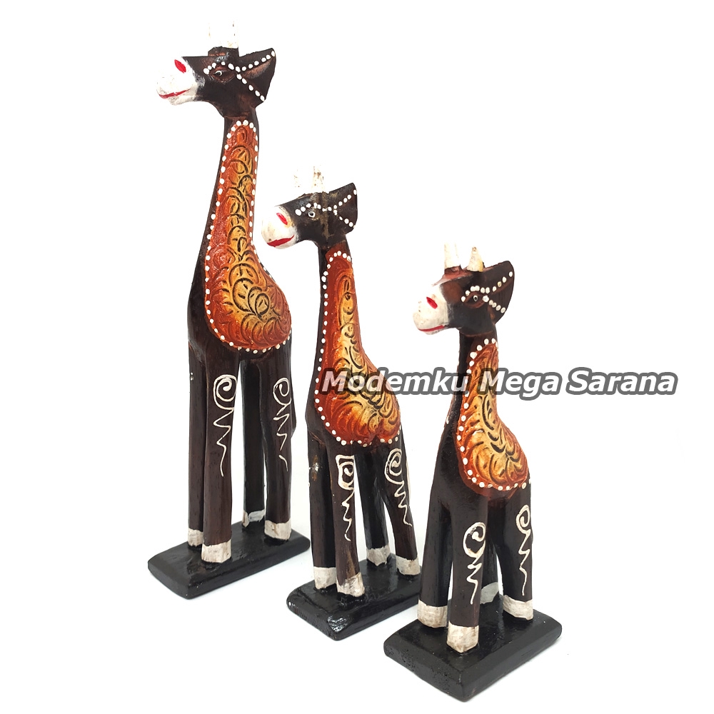 Pajangan Miniatur Jerapah Painting Khas Jogja - Isi 3pcs