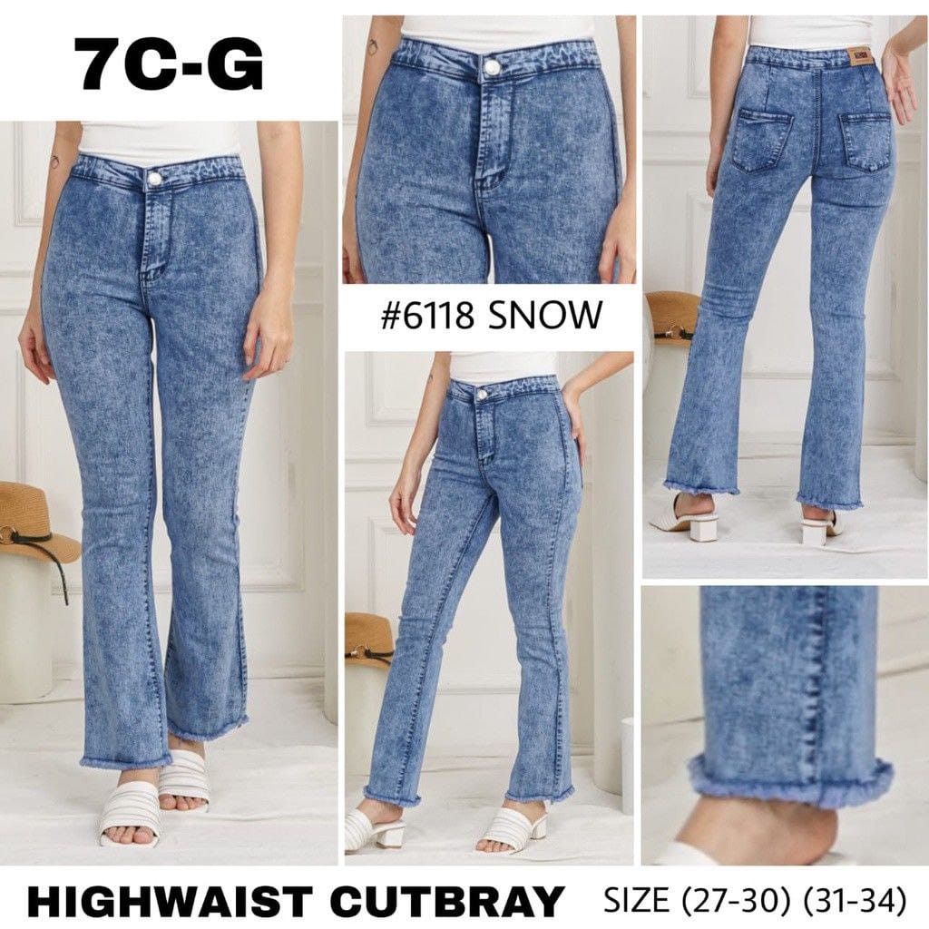 alvan.id Celana Jeans Cutbray Wanita snow blue