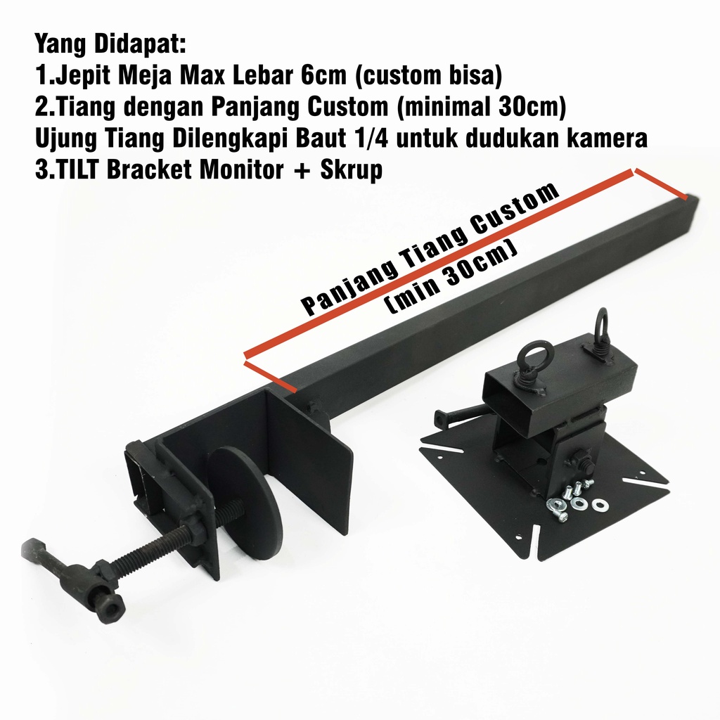 TILT Bracket Monitor TV LCD LED Jepit Meja Desk Mount Stand Kamera Mounting Camera