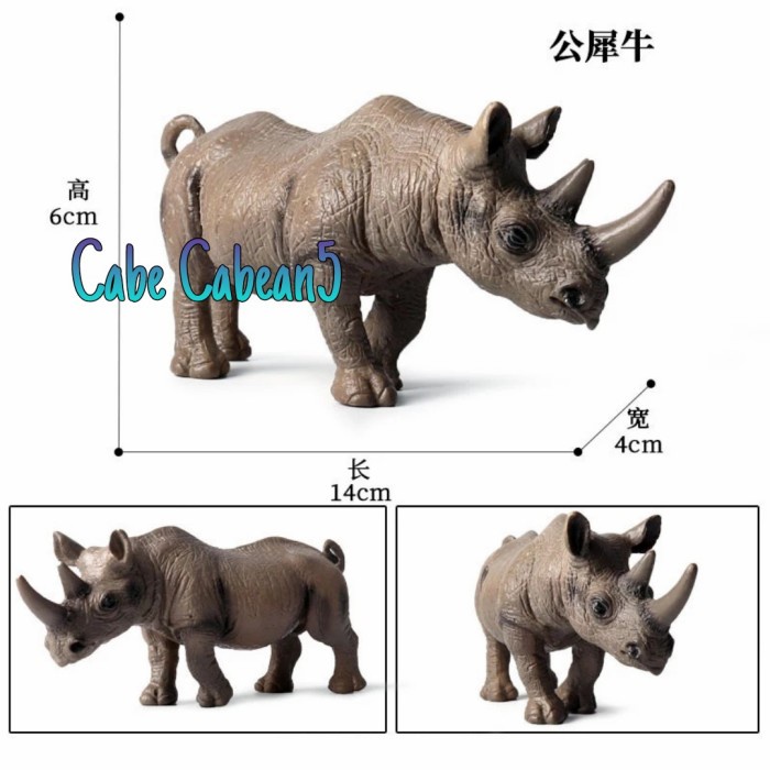 Figure Hewan Liar Animal Binatang Badak Pajangan Miniatur Rhinoceros