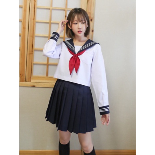 seifuku jepang Japanese School Uniform Skirt Sailor Outfit Costumes JK Uniform Suit Girls Pleated Skirt Anime Cosplay Schoolgirl Uniform Tops