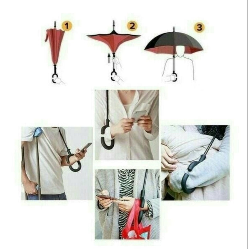 Payung Terbalik + Sarung Kazbrella Reverse Umbrella Gagang C M511