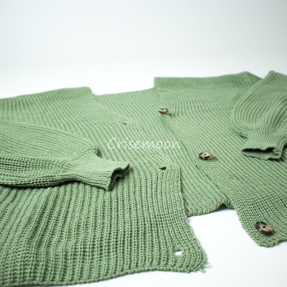 Vina Knitted Cardigan Rajut Kancing Oversize Tangan Balon-3
