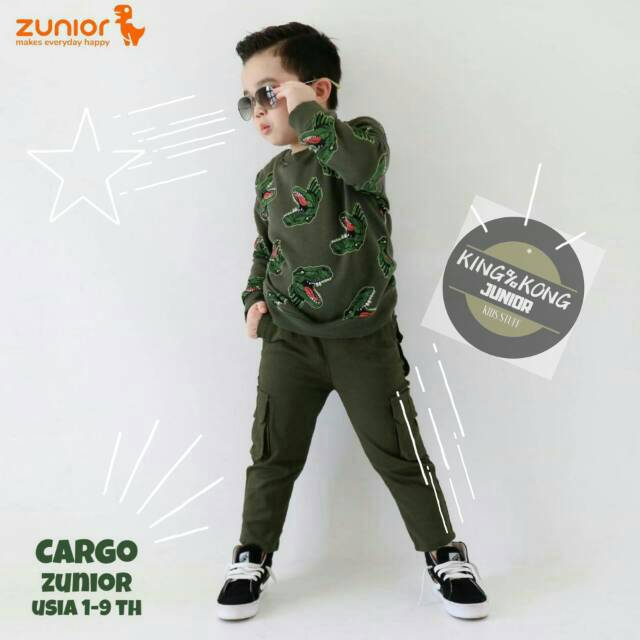 Celana Cargo Anak Laki Laki Premium Zunior 1-9 Tahun