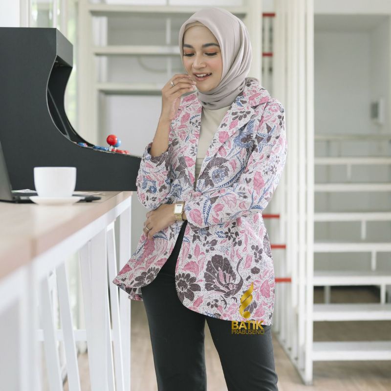 Atasan Batik Blazer Lengan Panjang Wanita Printing motif Maeswara By PRABUSENO