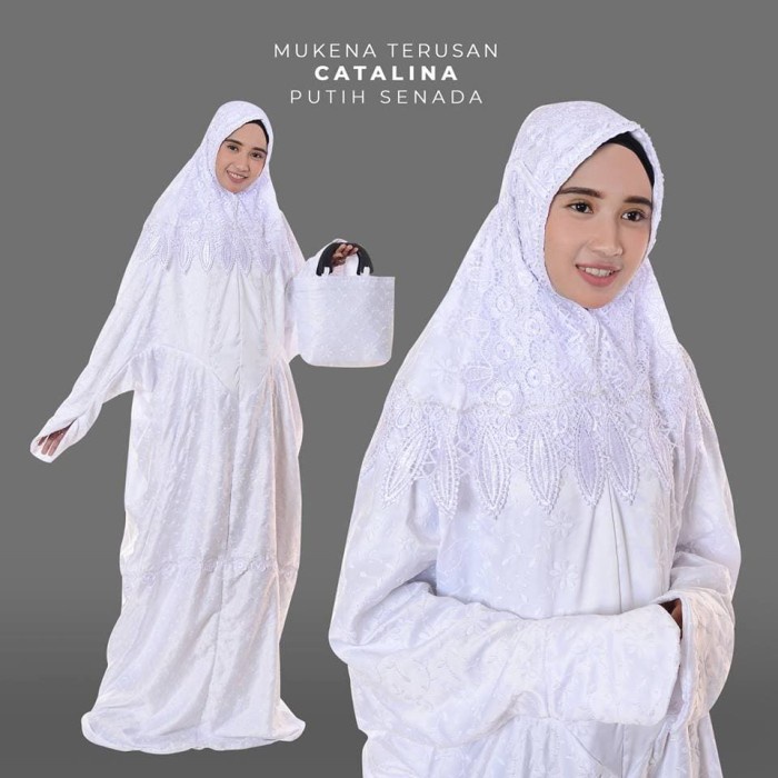 Mukena dewasa mukenah dewasa travel MUKENA DEWASA TERUSAN PRADA CATALINA PUTIH SENADA Mukena Dewasa 