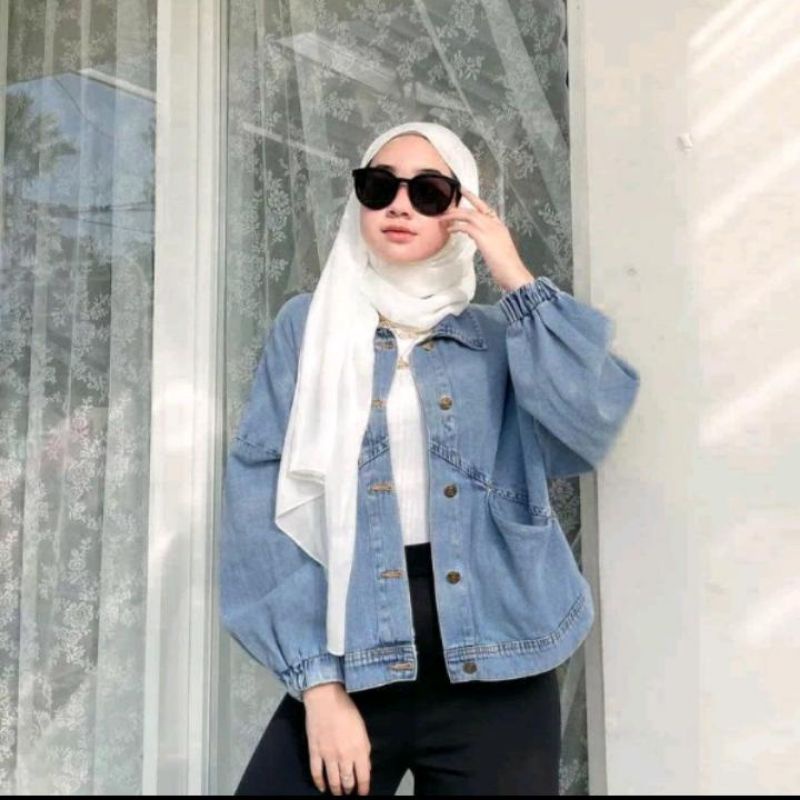 Baggy Vintages Jaket Jeans Wanita Oversize