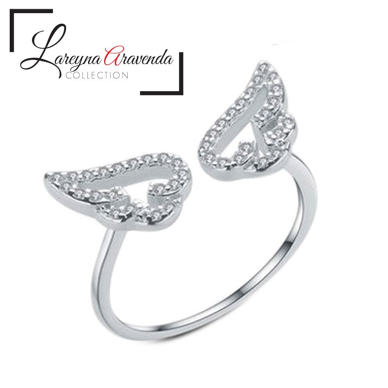 Cincin Titanium Wanita Model Sayap Angel Kristal Crystal Zirconia CC034