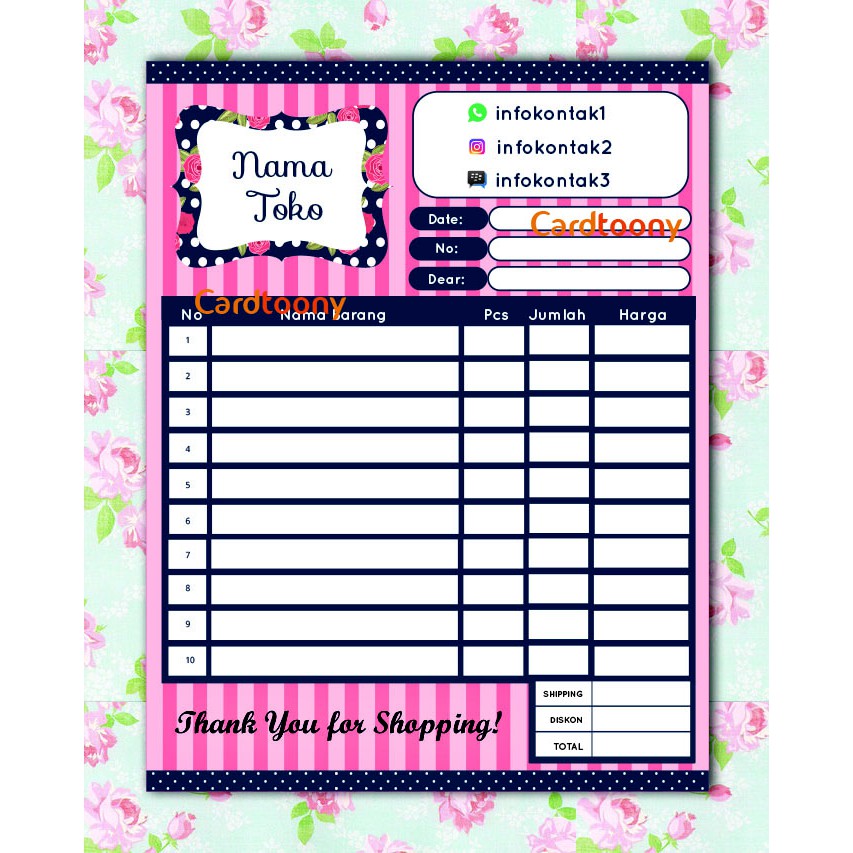 Nota Kwitansi Invoice Full Color Shabby Chic Blackpink 1 Ply