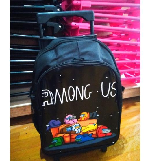 Best Stock Amoung US Ransel Troly anak sekolah Tas anak laki-laki Ransel roda