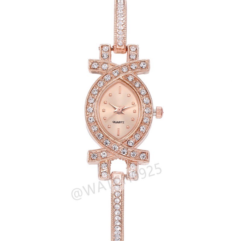 JAM TANGAN WANITA  ANALOG IMPORT MURAH HARGA GROSIR RANTAI CRYSTAL KRISTAL PREMIUM WATCH W169