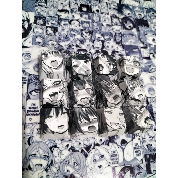 Keycaps Anime Ahegao Black & White