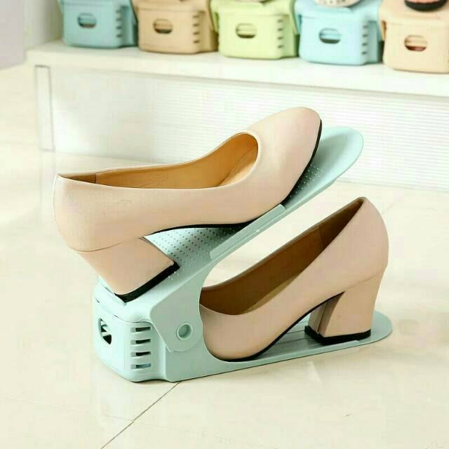 GOHSHOP Rak sepatu 2 susun fleksibel tinggi rendah GOHSHOP Rak sepatu 2 susun fleksibel tinggi rendah