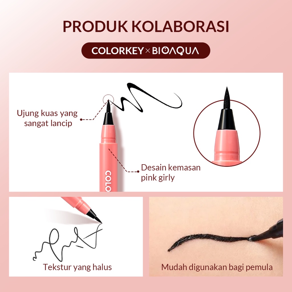 COLORKEY X Bioaqua Eyeliner Gel Black 1ml - Eyeliner Pencil Gel Back Waterproof  BPOM