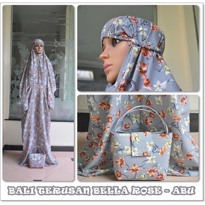 Mukena Dewasa Bali Terusan Mukena Bali Terusan Berlengan Dewasa BELLA ROSE Abu Telekung Sholat
