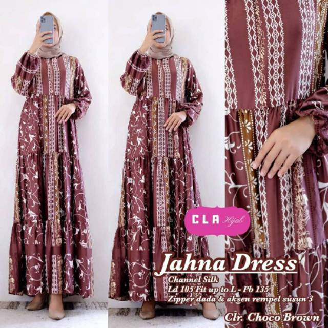 Jahna Dress, dress muslim, dress lebaran, baju lebaran, dress Hijabers, long dress,gamis,gamis modis