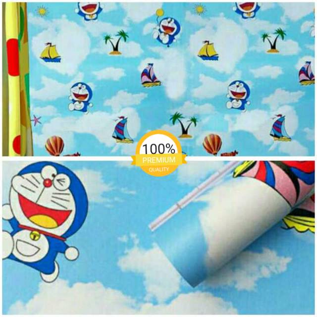 Wallpaper sticker dinding doraemon biru