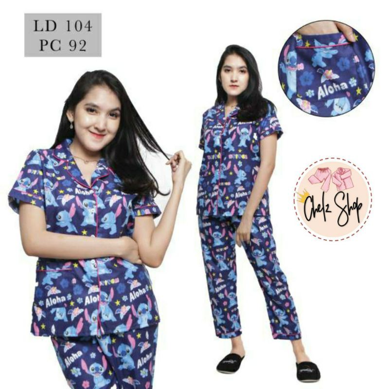 Baju Tidur Piyama Wanita/Cewek Pajamas Dewasa Katun Karakter CP Murah