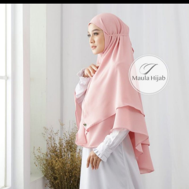 Bergo Maryam Jumbo Syari 2 Layer Maula Hijab Kerudung Instan Terbaru