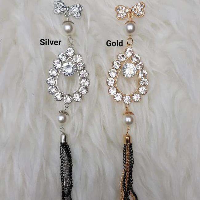 Bros Juntai Permata Panjang Mewah Aksesoris Jilbab Hijab Segiempat SALE