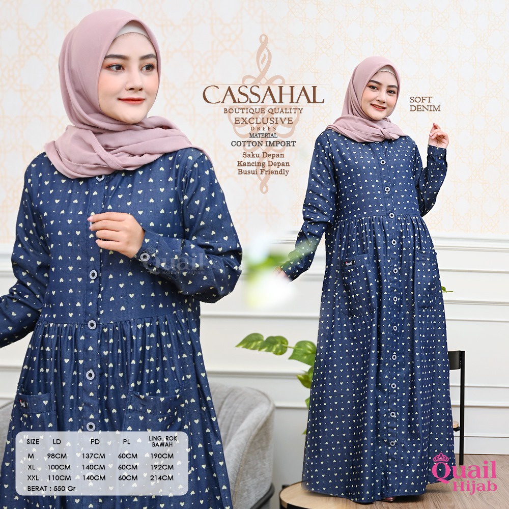 CASSAHAL Dress Gamis Simpel saku depan Quail Hijab Ori Murah