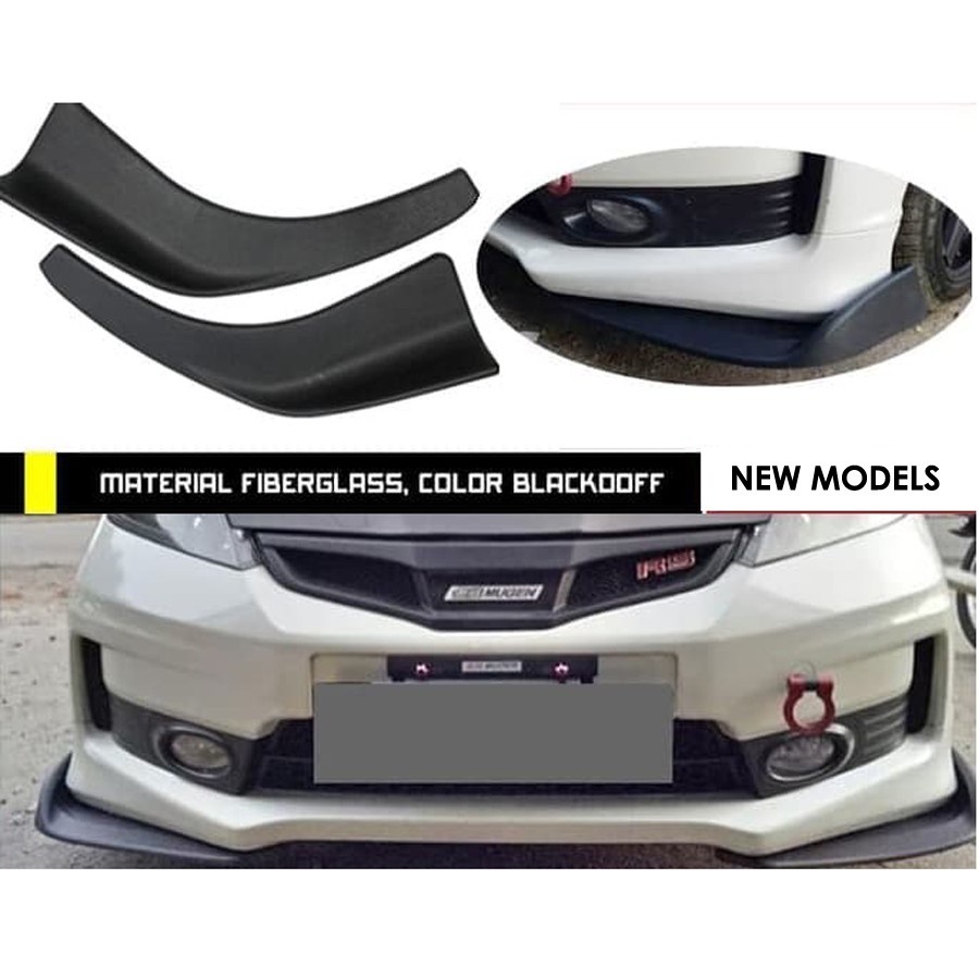 X334 | Winglet Bumper Diffuser Universal Bemper Mobil Bumper Lips Hitam Doff