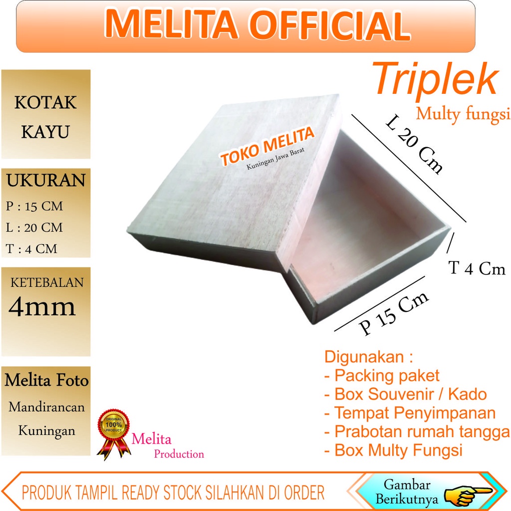 

Kotak 15x20x4 Cm kayu triplek