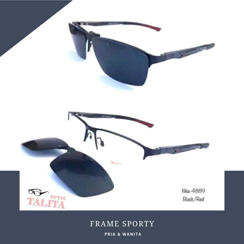 Frame Kacamata Sporty besi magnesium Pria wanita Free Clip On Polarized T4889