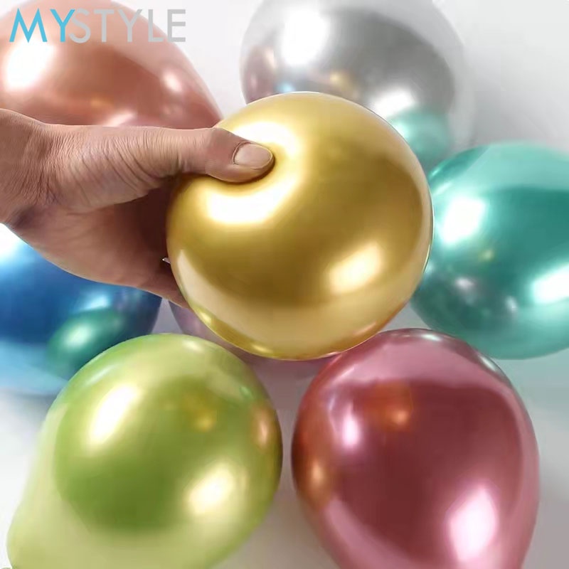 HAPPY TIME BALON LATEX METAL CHROME 5 INCH PACK (1 PACK = 100 PCS) METALIK TEBAL BALON PESTA ULANG TAHUN