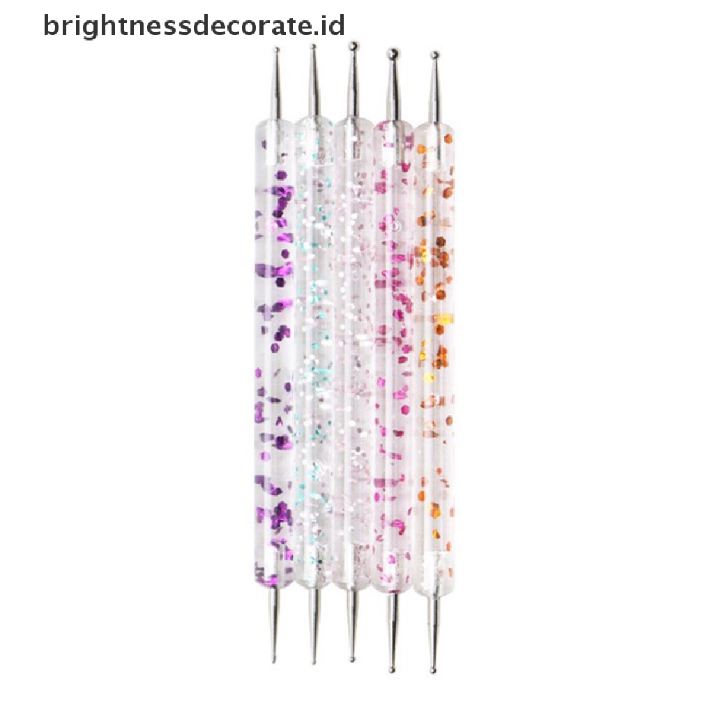 [birth] 5Pcs 2 Way Nail Art Dotting Painting Pen Manicure Nail Glitter Tools Dotting Pen [ID]