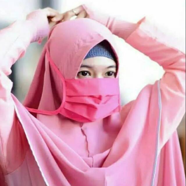 Masker Hijab Kain Polos Anti virus Debu Asap