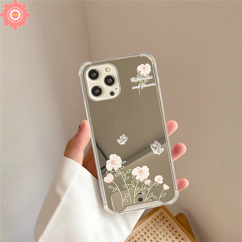 Soft Case Tpu Motif Bunga Dengan Cermin Untuk IPhone 7 8 Plus 13 12 11 Pro MAX XR X XS MAX SE 2020