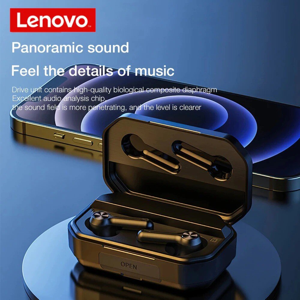 original 100%Lenovo LP3 Pro TWS 5.0 Headphone Bluetooth 1200 MAh Kapasitas Tinggi Nirkabel Baterai Headphone Hi-Fi Stereo Musik Headphone