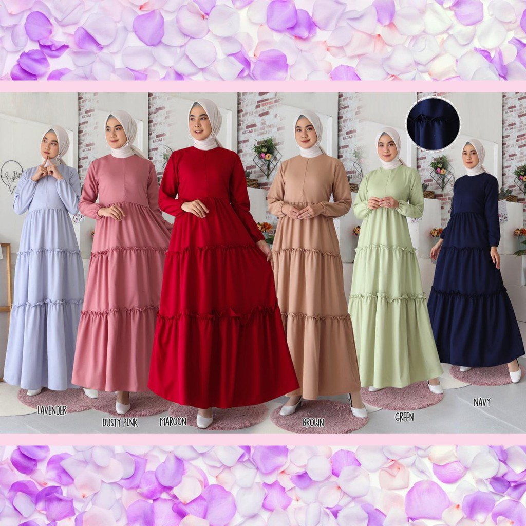 (JAMIN REALPICT) Gamis Khanza Busui Moscrepe Import Rempel Baju Muslim KEBAYA Long Maxi Dress Murah