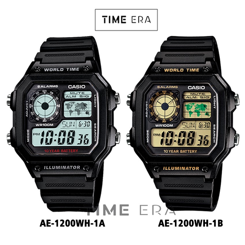 Casio Original AE-1200WH-1A / 1B Jam Tangan Pria - Digital - Karet - Hitam