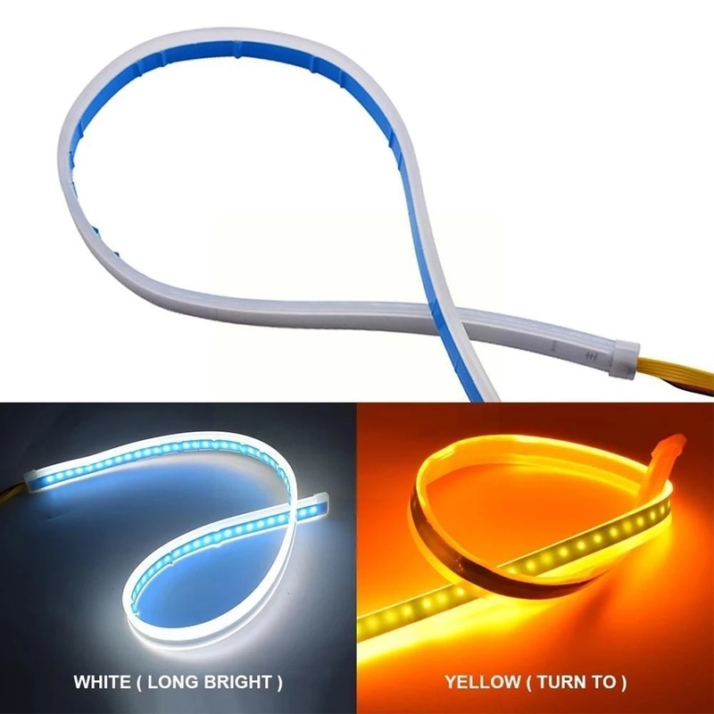 [1 Pair Daytime Running Light Ultra-Thin Light  LED Lights Guide Strip]  [Auto Super Bright Two-Color Silicone Light Strip Led Lamp]