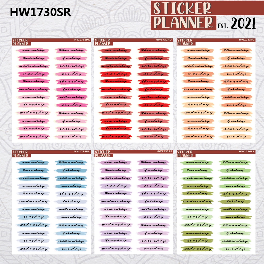 

Handwriting Sticker Planner | Nama hari, weekly, Deco, journal, sticker sheet, bujo, scrapbook