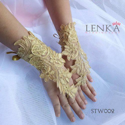 [READY STOCK] SARUNG TANGAN BROKAT EMAS BRIDAL GLOVES AKSESORIS WANITA STW002