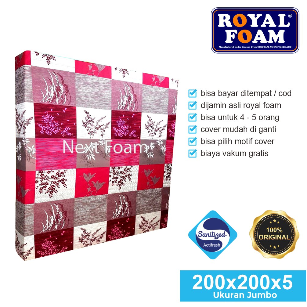 Kasur Busa Royal Foam Ukuran Jumbo 200x200x5 cm Tebal 5 cm D16 ORIGINAL