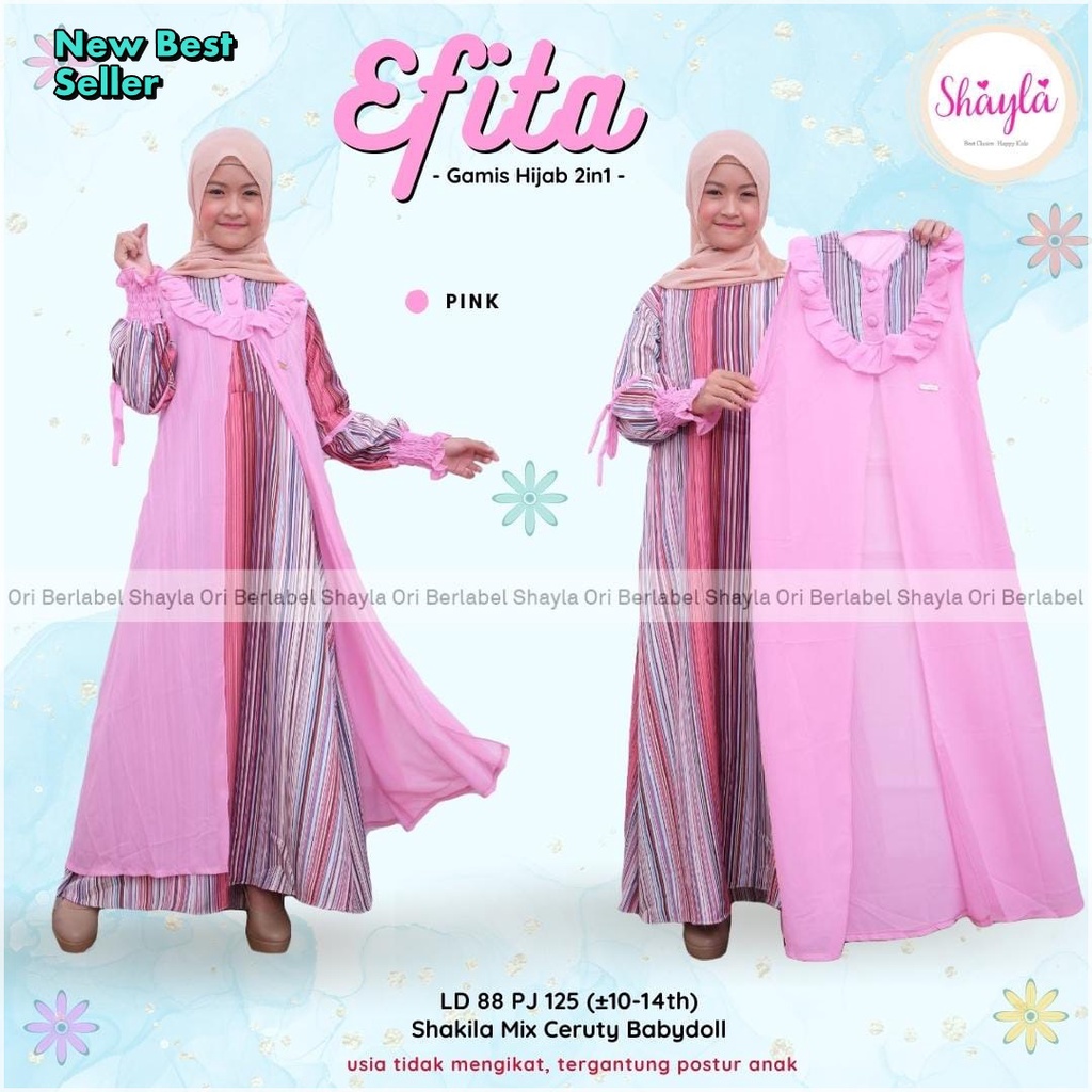Dress Muslim Anak Baju Gamis Pesta Anak Remaja Tanggung Perempuan Cewek Muslim Set Outer Bisa Dilepa