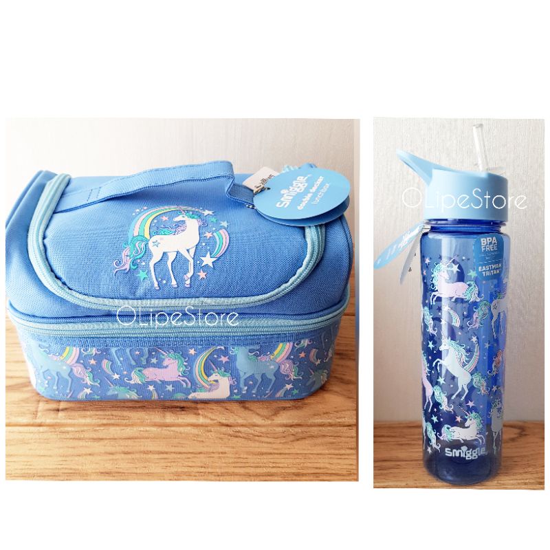 SMIGGLE - Neat Lunchbox Tas Makan Bottle Botol Set (Unicorn)