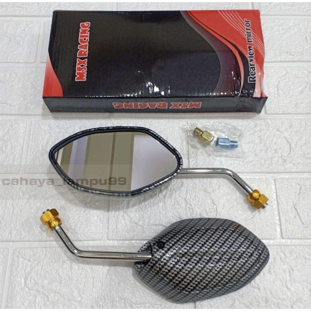 Spion Carbon Karbon Kecil Pendek Variasi Motor Honda Yamaha Mio Supra Beat Vario Scoopy Fino
