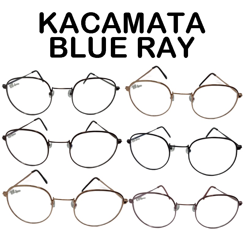 Kacamata Anti Radiasi Komputer HP Lensa Blue Light Blocking Fashion Wanita Pria Unisex Frame Oval Metal / Besi / Kacamata Anti Sinar Biru