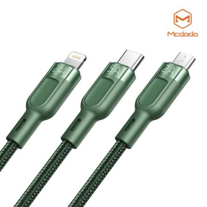 MCDODO CA-879 Kabel Data 3in1 Super Fast Charging Cable Charge 5A Original 1.2m MICRO + TYPE C + LIGHTNING