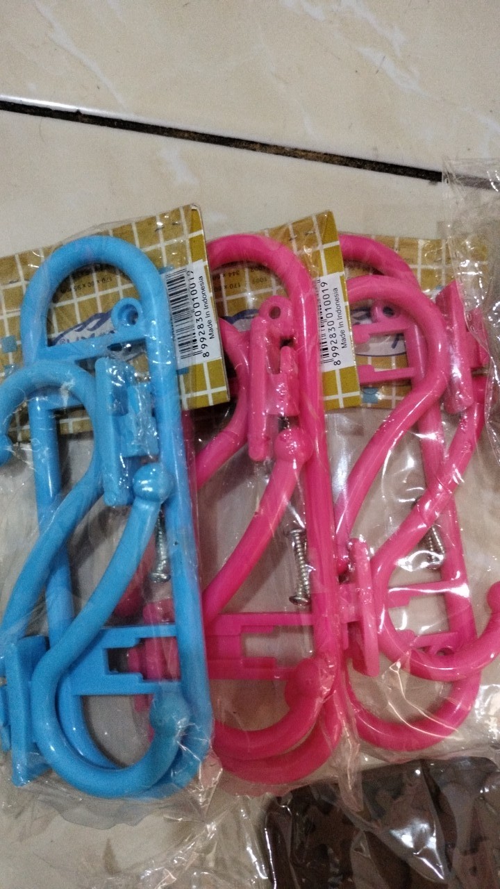 Batamgrosir.id | Gantungan Baju Kamar Mandi 2 Kait - Hook Gantungan Baju 2in1 - Hanger Hawaii 1001